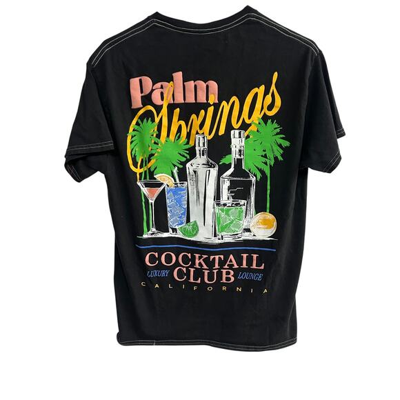 Retro Palm Springs Cocktail Tee‎ Strange Daze California Black Size M - Picture 1 of 4